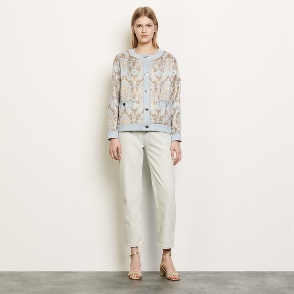 NWT $565 Sandro Orcan Metallic Jacquard Jacket Coat - Picture 3 of 8